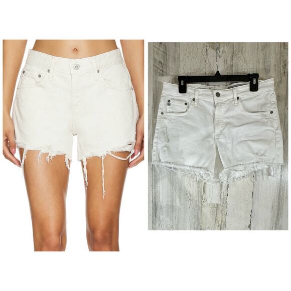 AG Adriano Goldschmied Hailey Cut Off Shorts Size 30R (32x3) White Distressed - Picture 1 of 12